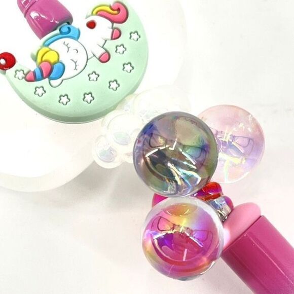 Unicorn sleeping on moon balloons clouds handmade pen NEW beads rhinestone bling - Picture 6 of 7